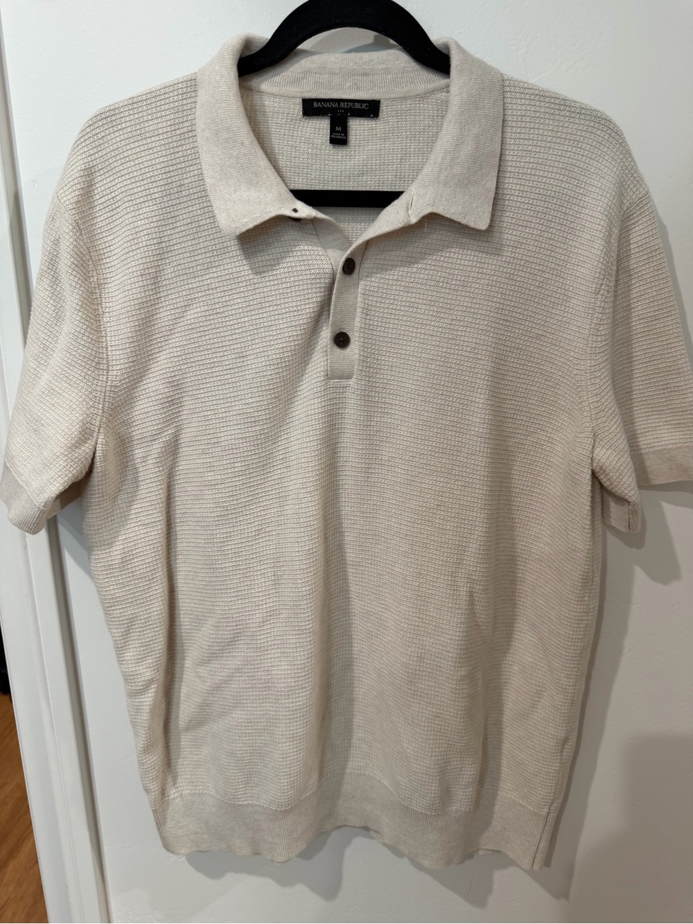 Banana Republic Men’s 100% Cotton Knit Sweater Polo Cream M